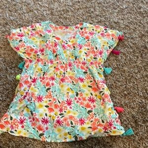 Cat & Jack swim floral cover up pompoms size 7/8 excellent condition